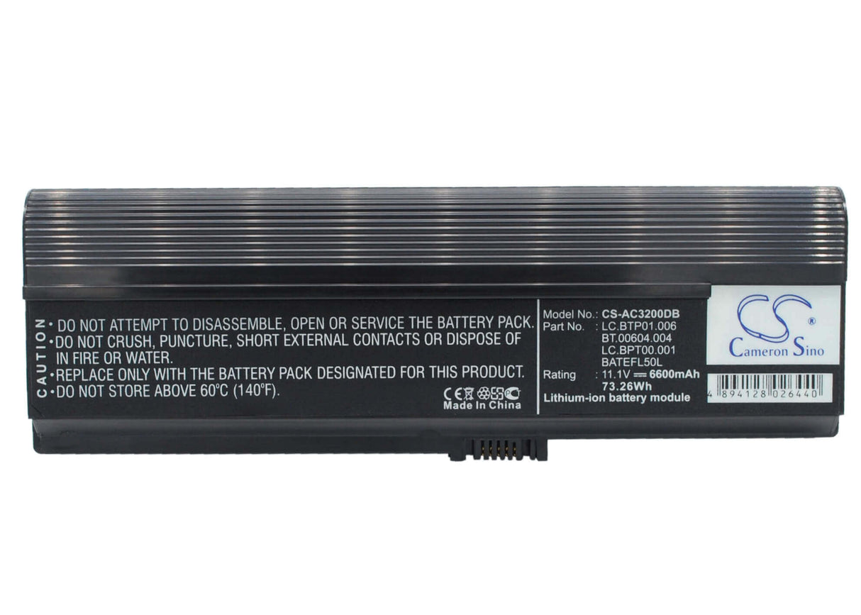 Black Battery For Acer As36802682, Aspire 3050, Aspire 3050-1733 11.1v, 6600mah - 73.26wh Notebook, Laptop Cameron Sino Technology Limited   