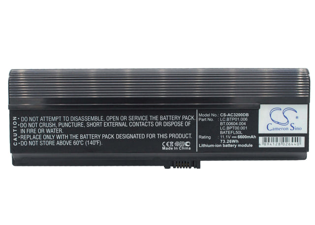 Black Battery For Acer As36802682, Aspire 3050, Aspire 3050-1733 11.1v, 6600mah - 73.26wh Notebook, Laptop Cameron Sino Technology Limited   