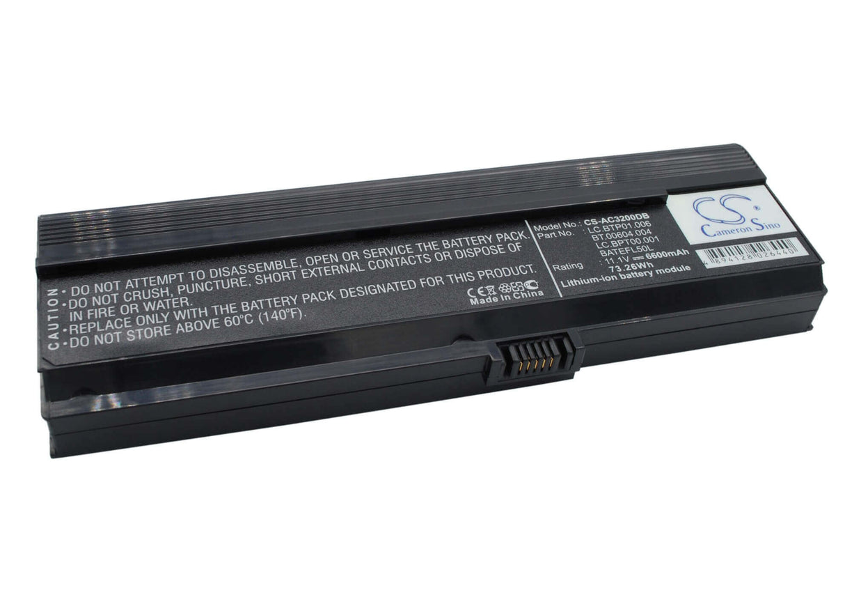 Black Battery For Acer As36802682, Aspire 3050, Aspire 3050-1733 11.1v, 6600mah - 73.26wh Notebook, Laptop Cameron Sino Technology Limited   