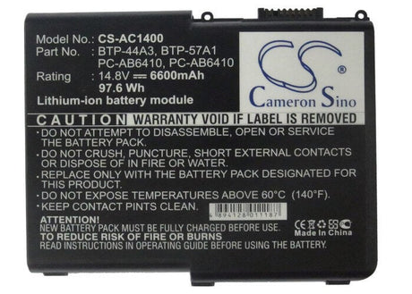 Black Battery For Acer Aspire 1200(ms2111), Aspire 1202(ms2111), Aspire 1203(ms2111) 14.8v, 6600mah - 97.68wh Notebook, Laptop Cameron Sino Technology Limited (Suspended)   