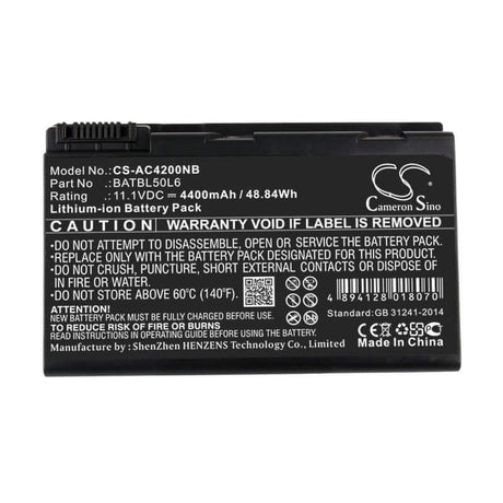 Black Battery For Acer Aspire 3100, Aspire 3103, Aspire 3104wlmib120 11.1v, 4400mah - 48.84wh Notebook, Laptop Cameron Sino Technology Limited   