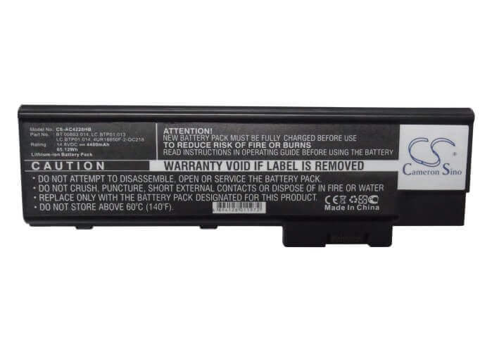 Black Battery For Acer Aspire 3661wlmi, Aspire 3682wxc, Aspire 5600awlm 14.8v, 4400mah - 65.12wh Notebook, Laptop Cameron Sino Technology Limited   