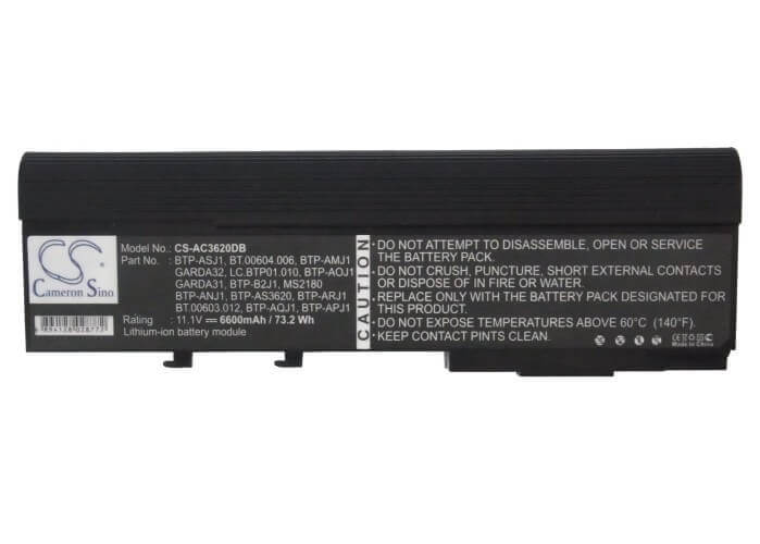 Black Battery For Acer Aspire 5550, Travelmate 6252, Aspire 3628nwxmi 11.1v, 6600mah - 73.26wh Notebook, Laptop Cameron Sino Technology Limited   