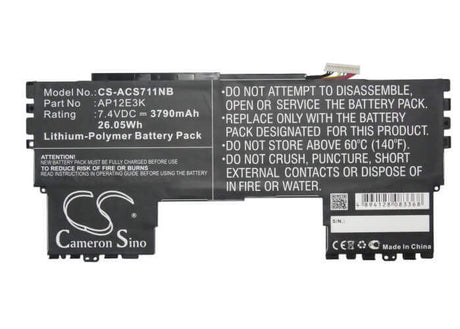 Black Battery For Acer Aspire Aspire S7 11", Aspire S7 Ultrabook Ips, Aspire S7-191 7.4v, 3790mah - 28.05wh Notebook, Laptop Cameron Sino Technology Limited   
