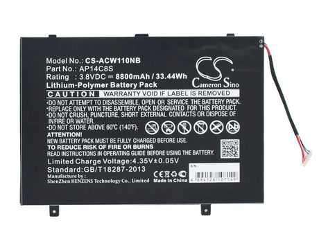 Black Battery For Acer Aspire Switch 11, Aspire Switch 11 Pro, Sw5-111 3.8v, 8800mah - 33.44wh Batteries for Electronics Cameron Sino Technology Limited (Suspended)   
