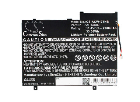 Black Battery For Acer Aspire Switch 11 Sw5-171, Aspire Switch 11 Sw5-171p 11.4v, 2900mah - 33.06wh Notebook, Laptop Cameron Sino Technology Limited (Suspended)   