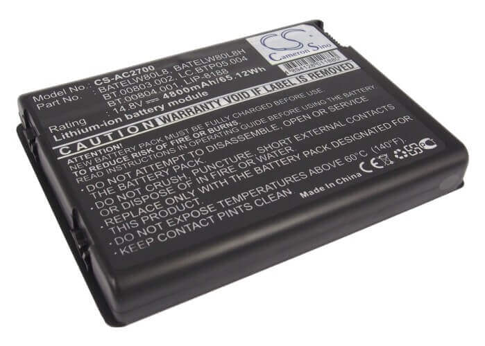Black Battery For Acer Travelmate 2200, Travelmat 2700, Aspire 1670 14.8v, 4800mah - 71.04wh Notebook, Laptop Cameron Sino Technology Limited (Suspended)   