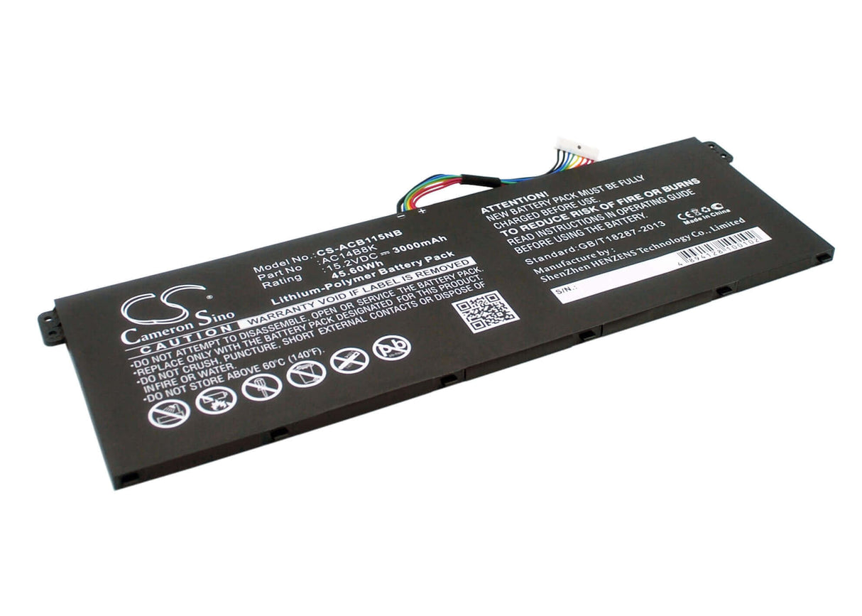 Black Battery For Acer Travelmate B115-m, Travelmate B115-mp, Chromebook 11 15.2v, 3000mah - 45.60wh Notebook, Laptop Cameron Sino Technology Limited   