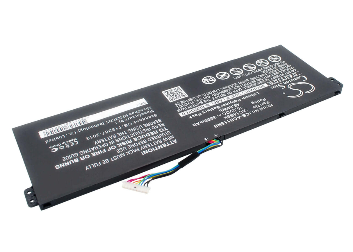 Black Battery For Acer Travelmate B115-m, Travelmate B115-mp, Chromebook 11 15.2v, 3000mah - 45.60wh Notebook, Laptop Cameron Sino Technology Limited   