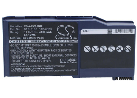 Black Battery For Acer Wistron Aj V90 14.8v, 4400mah - 65.12wh Notebook, Laptop Cameron Sino Technology Limited (Suspended)   
