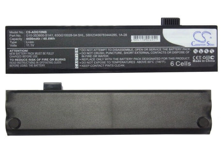 Black Battery For Advent 4213 11.1v, 4400mah - 48.84wh Notebook, Laptop Cameron Sino Technology Limited   