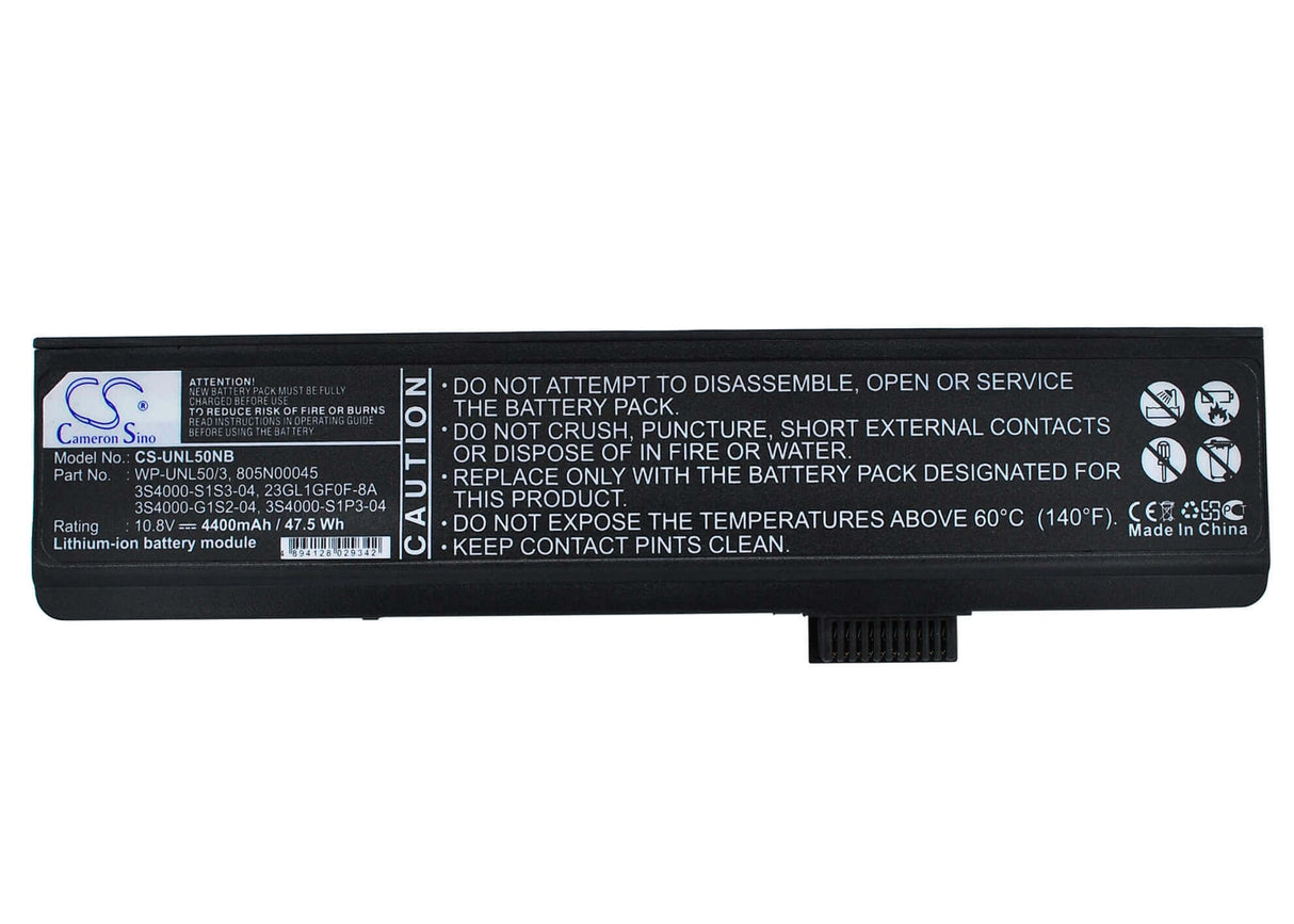 Black Battery For Advent 7109b, 8117, 7109a 10.8v, 4400mah - 47.52wh Notebook, Laptop Cameron Sino Technology Limited   