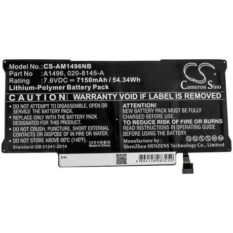 Notebook Battery For Apple Macbook Air 13" A1466 2013, Macbook Air Core I5 1.3 13" Mid-2013, Macbook Air Core I7 1.7 13" Mid-2013 7 Notebook, Laptop Cameron Sino Technology Limited