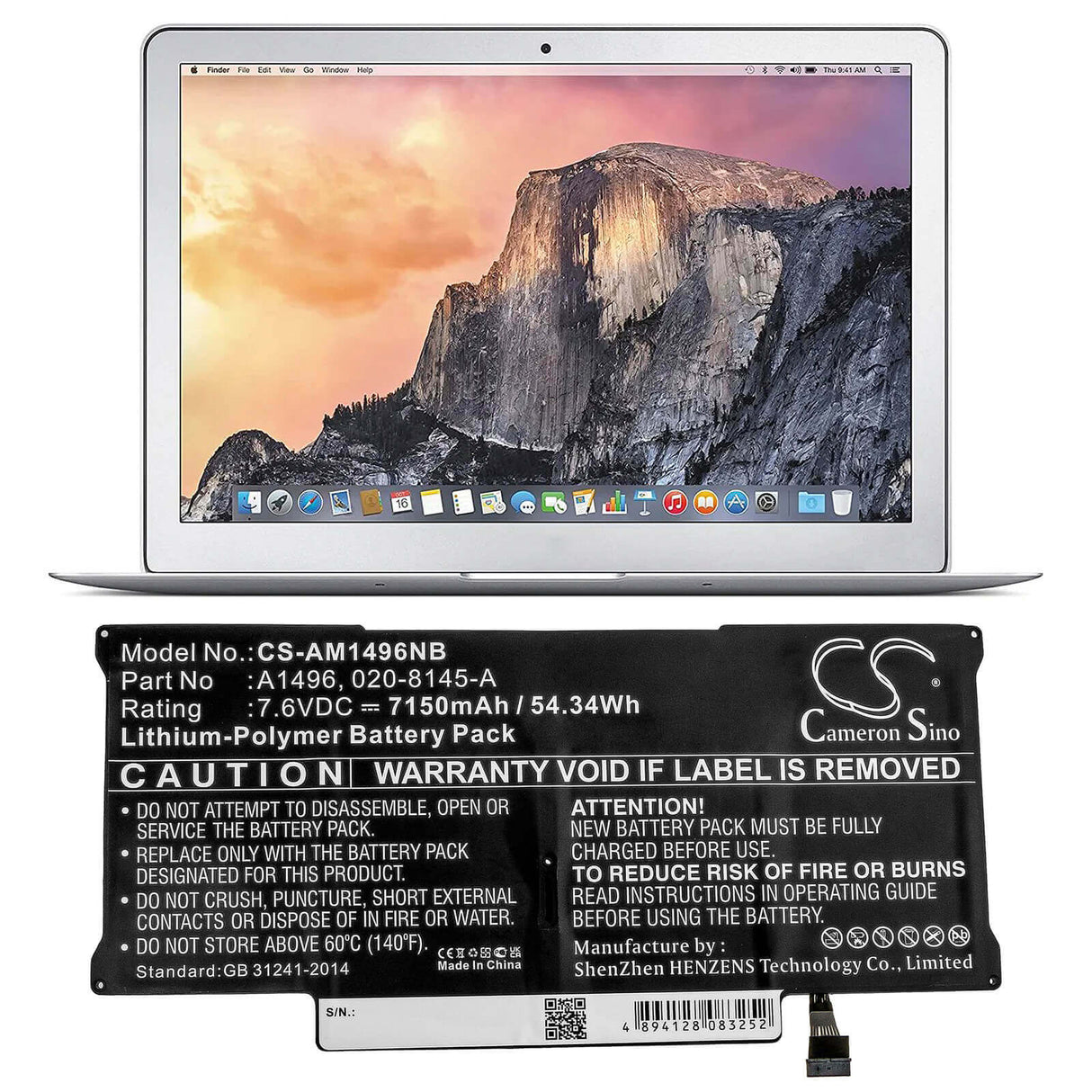 Notebook Battery For Apple Macbook Air 13" A1466 2013, Macbook Air Core I5 1.3 13" Mid-2013, Macbook Air Core I7 1.7 13" Mid-2013 7 Notebook, Laptop Cameron Sino Technology Limited