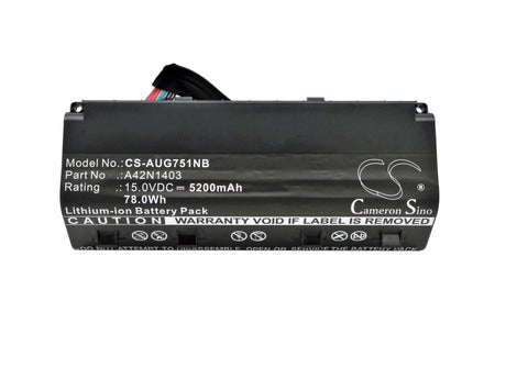 Notebook Battery For Asus G751j, G751jm, Rog Gfx71jy 15.0v, 5200mah - 78.00wh Notebook, Laptop Cameron Sino Technology Limited
