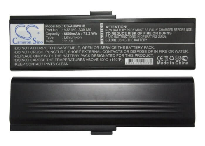 Black Battery For Asus W7j, M9j, W7sg 11.1v, 6600mah - 73.26wh Batteries for Electronics Cameron Sino Technology Limited (Suspended)   