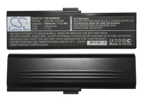 Black Battery For Asus W7j, M9j, W7sg 11.1v, 6600mah - 73.26wh Batteries for Electronics Cameron Sino Technology Limited (Suspended)   