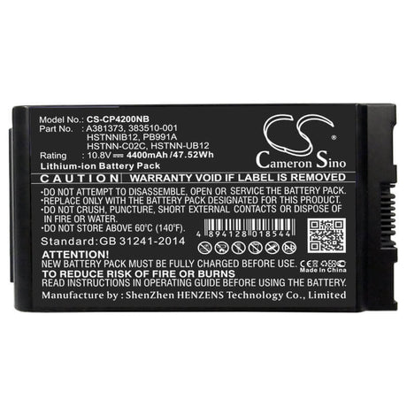 Battery For Compaq Business Notebook Tc4400, Business Notebook Nc4200, 10.8v, 4400mah - 47.52wh Notebook, Laptop Cameron Sino Technology Limited