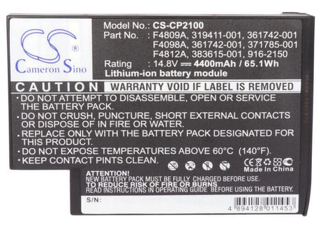 Black Battery For Compaq Pavilion Ze5512ap-dr222a, Omnibook Xe4500s-f4867hg, Pavilion Ze4910us-m033ua 14.8v, 4400mah - 65.12wh Notebook, Laptop Cameron Sino Technology Limited   