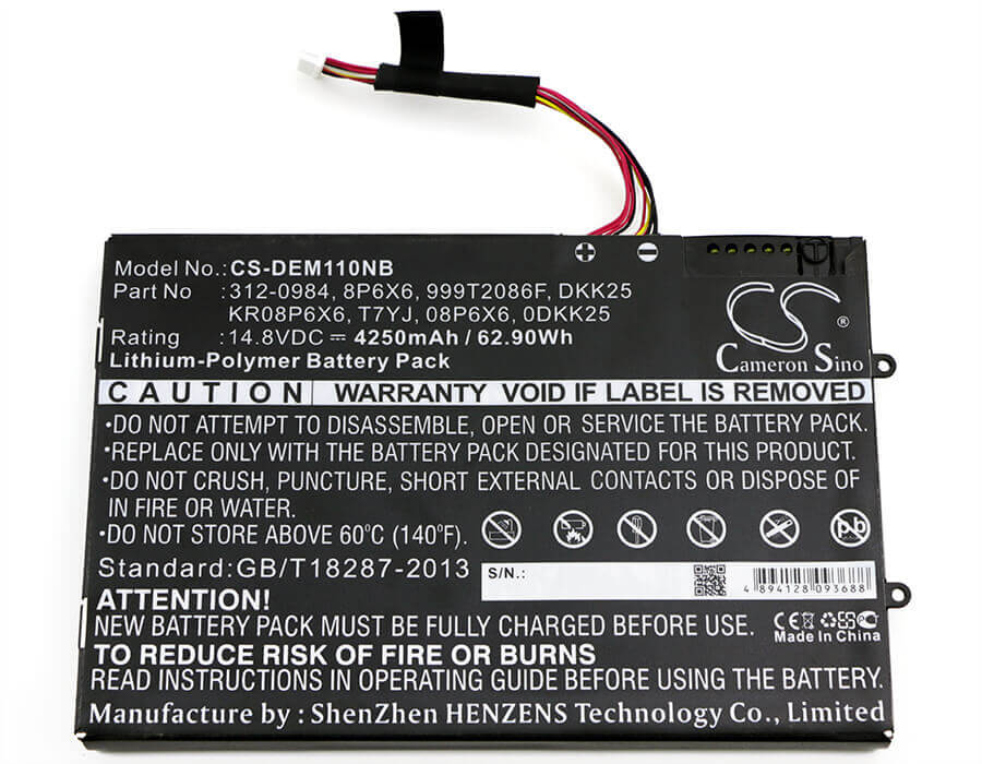 Black Battery For Dell Alienware M11x, Alienware M11xr2, Alienware M11xr3 14.8v, 4250mah - 62.90wh Notebook, Laptop Cameron Sino Technology Limited   