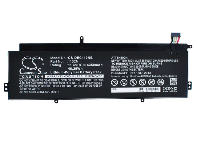 Black Battery For Dell Chromebook 11 11.4v, 4350mah - 49.59wh Notebook, Laptop Cameron Sino Technology Limited   