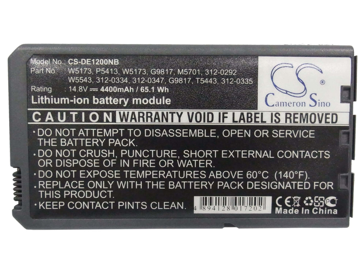 Black Battery For Dell Inspiron 1000, Inspiron 1200, Inspiron 2200 14.8v, 4400mah - 65.12wh Notebook, Laptop Cameron Sino Technology Limited   