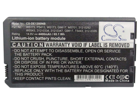 Black Battery For Dell Inspiron 1000, Inspiron 1200, Inspiron 2200 14.8v, 4400mah - 65.12wh Notebook, Laptop Cameron Sino Technology Limited   