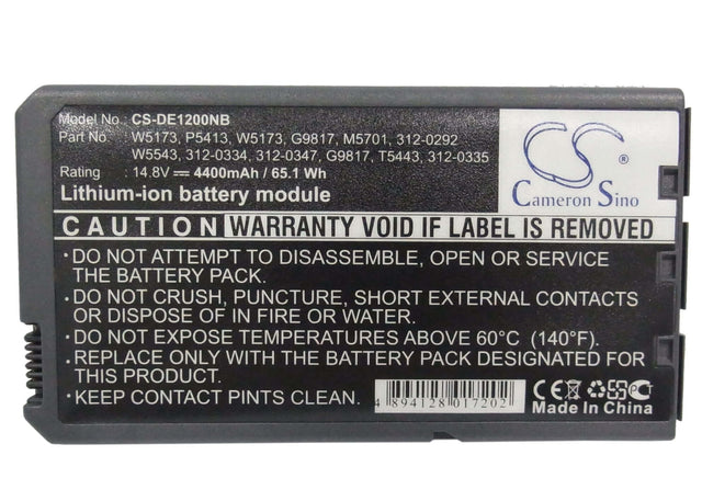 Black Battery For Dell Inspiron 1000, Inspiron 1200, Inspiron 2200 14.8v, 4400mah - 65.12wh Notebook, Laptop Cameron Sino Technology Limited   