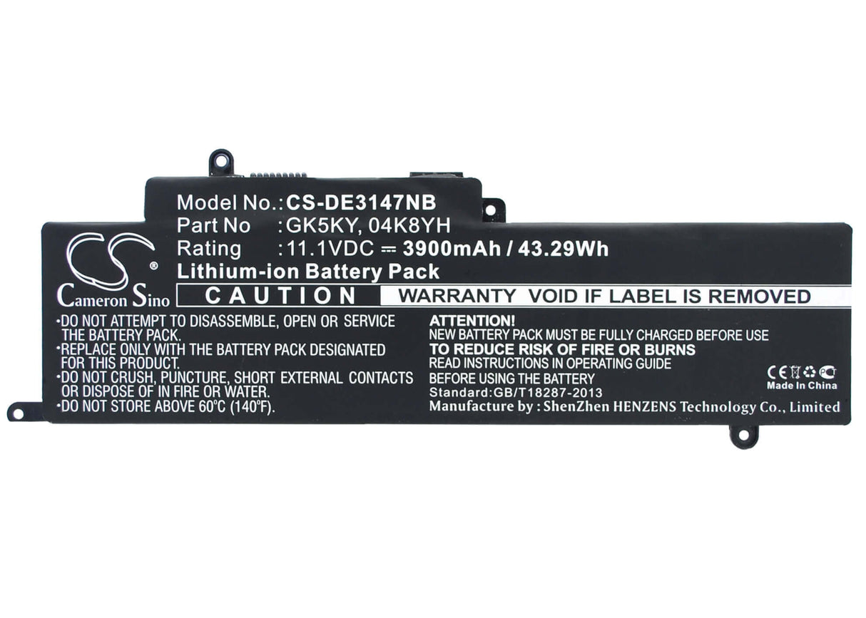 Black Battery For Dell Inspiron 11 3147, Inspiron 13 7347, Inspiron 11 3147 3000 11.6" 11.1v, 3900mah - 43.29wh Notebook, Laptop Cameron Sino Technology Limited   