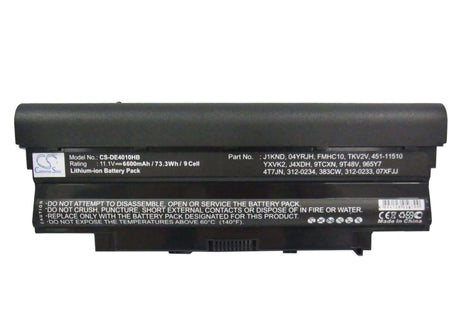 Black Battery For Dell Inspiron 13r, Inspiron 13r N3010, Inspiron 13r N3010d 11.1v, 6600mah - 73.26wh Notebook, Laptop Cameron Sino Technology Limited   