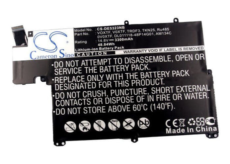 Black Battery For Dell Inspiron 5323, Inspiron 13z-5323, Vostro V3360 14.8v, 3300mah - 48.84wh Notebook, Laptop Cameron Sino Technology Limited   