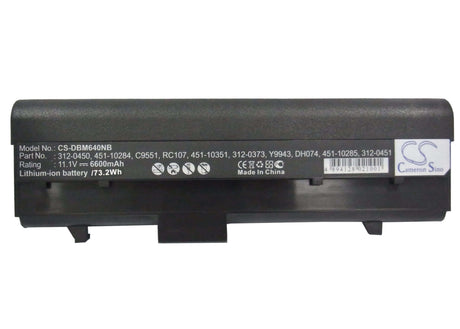 Black Battery For Dell Inspiron 630m, Inspiron 640m, Inspiron E1405 11.1v, 6600mah - 73.26wh Notebook, Laptop Cameron Sino Technology Limited   
