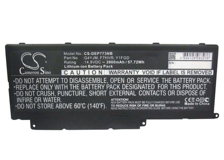 Black Battery For Dell Inspiron 7737, Inspiron 15-7537 P36f, Inspiron 15 7537 14.8v, 3900mah - 57.72wh Notebook, Laptop Cameron Sino Technology Limited   