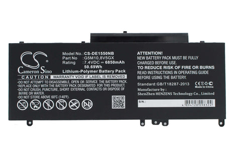 Black Battery For Dell Latitude E5550, Latitude 15 5000, Latitude E5550 15.6" 7.4v, 6850mah - 50.69wh Notebook, Laptop Cameron Sino Technology Limited   