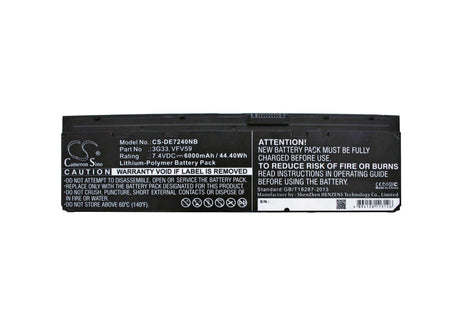 Black Battery For Dell Latitude E7240, Latitude E7250, Latitude E7240 12.5 7.4v, 6000mah - 44.40wh Notebook, Laptop Cameron Sino Technology Limited   