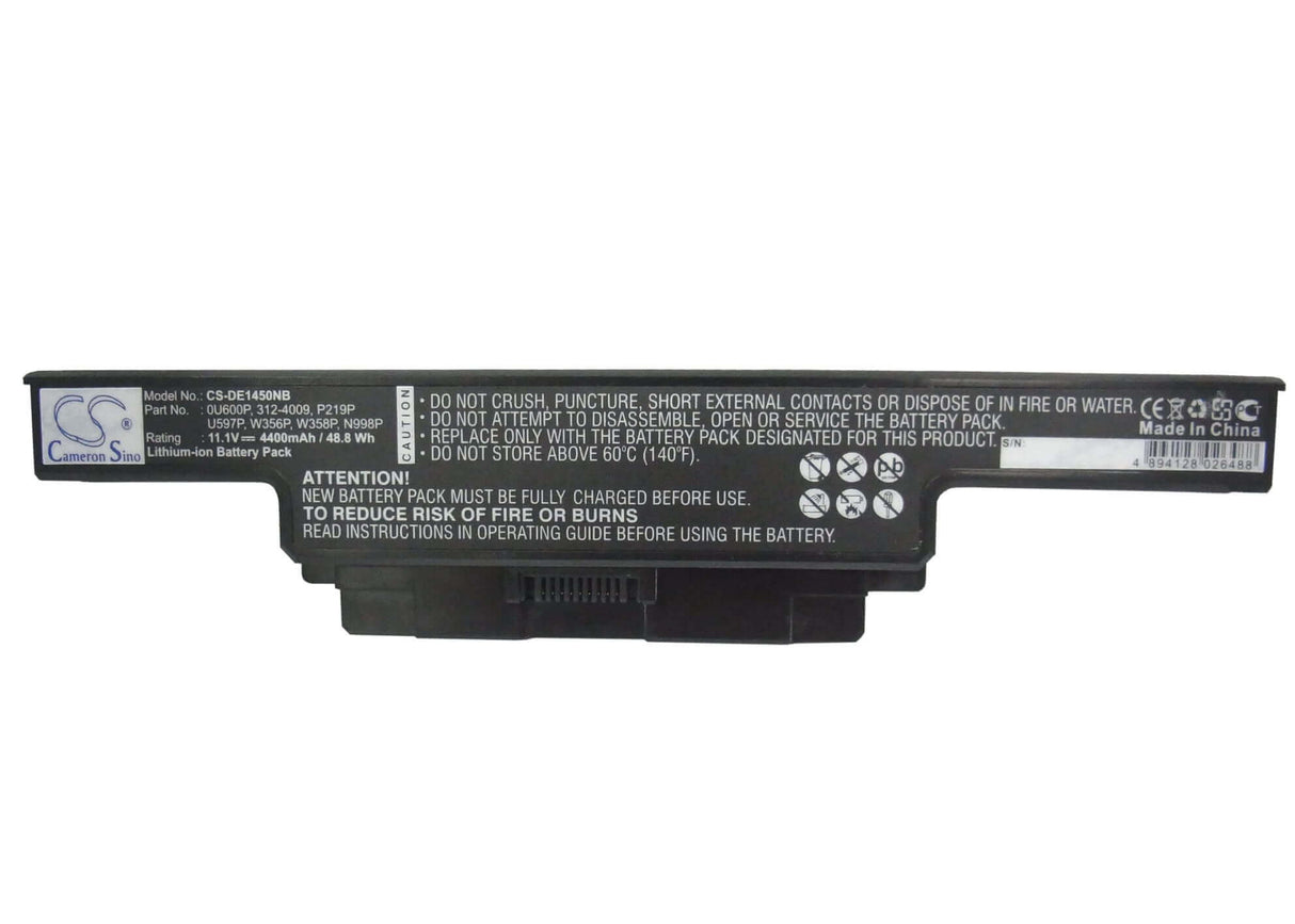Black Battery For Dell Studio 1450, Studio 1457, Studio 1458 11.1v, 4400mah - 48.84wh Notebook, Laptop Cameron Sino Technology Limited   