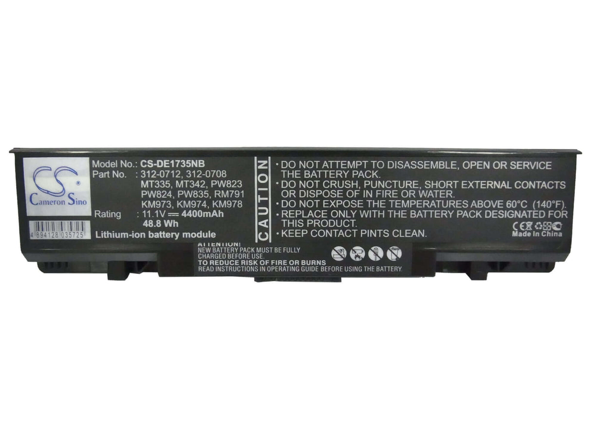 Black Battery For Dell Studio 1735, Studio 1736, Studio 1737 11.1v, 4400mah - 48.84wh Notebook, Laptop Cameron Sino Technology Limited   