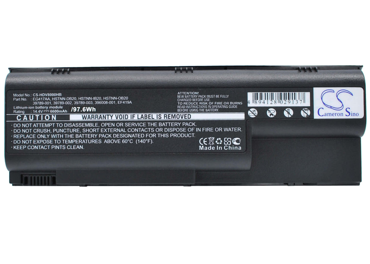 Black Battery For Hp Pavilion Dv8030ea, Pavilion Dv8310tx, Pavilion Dv8336ea 14.4v, 6600mah - 95.04wh Notebook, Laptop Cameron Sino Technology Limited   