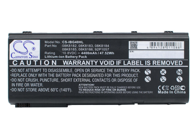 Black Battery For Ibm Thinkpad G40, G41, Thinkpad G40 Series 10.8v, 4400mah - 47.52wh Notebook, Laptop Cameron Sino Technology Limited (Suspended)   