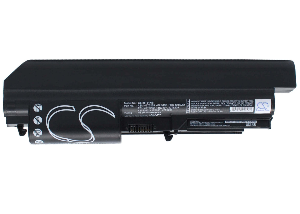 Black Battery For Ibm Thinkpad T61 7659, Thinkpad T400 2764, Thinkpad T61 6480 10.8v, 4400mah - 47.52wh Notebook, Laptop Cameron Sino Technology Limited   