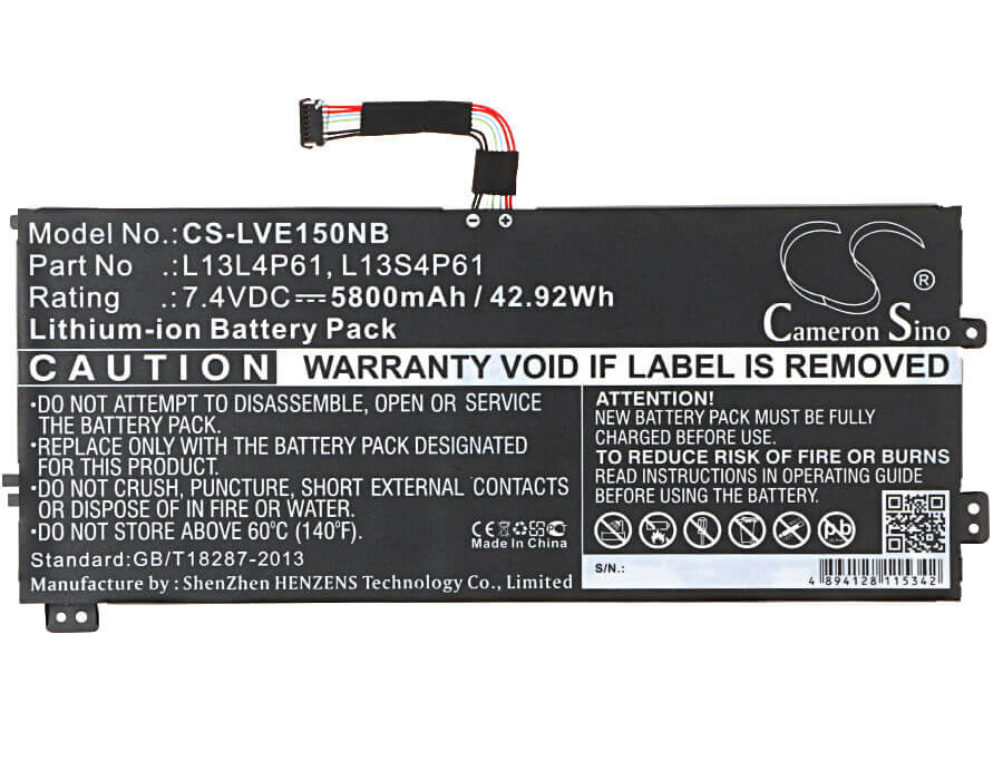 Black Battery For Lenovo Edge 15, Edge 15 80h1 7.4v, 5800mah - 42.92wh Notebook, Laptop Cameron Sino Technology Limited   