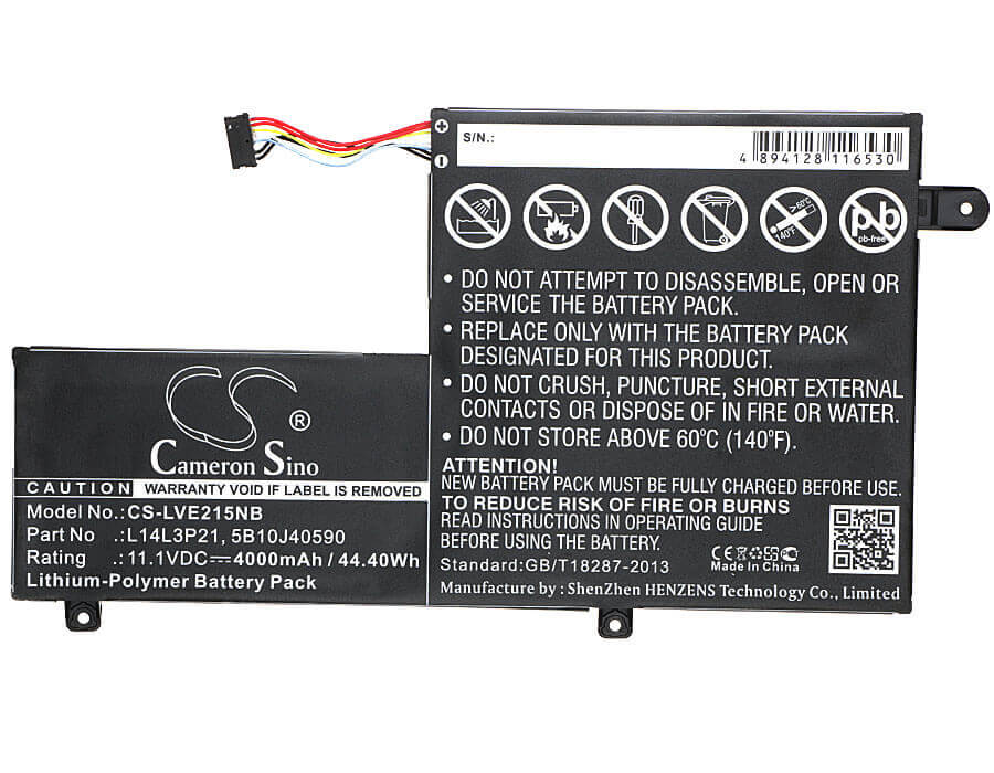 Black Battery For Lenovo Edge 2-1580, Edge 2-1580 80qf, Edge 2 (2-1580) 11.1v, 4000mah - 44.40wh Notebook, Laptop Cameron Sino Technology Limited   