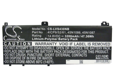 Black Battery For Lenovo Edge S430, Edge S420 14.8v, 3200mah - 47.36wh Notebook, Laptop Cameron Sino Technology Limited (Suspended)   