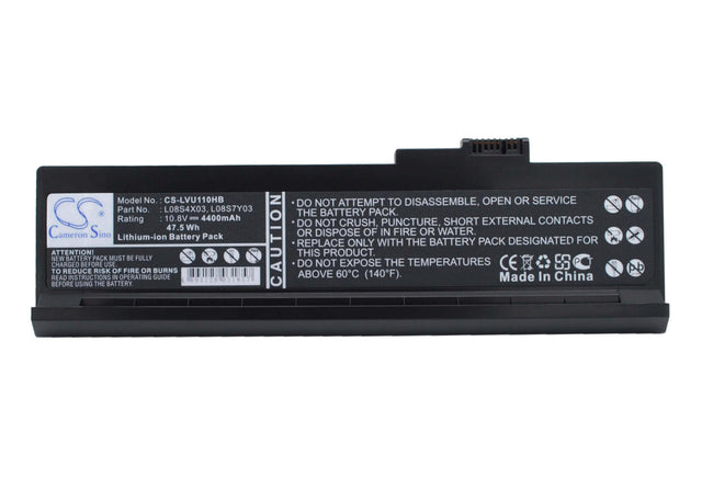 Black Battery For Lenovo Ideapad U110, Ideapad U110 11306, Ideapad U110 2304 10.8v, 4400mah - 47.52wh Notebook, Laptop Cameron Sino Technology Limited (Suspended)