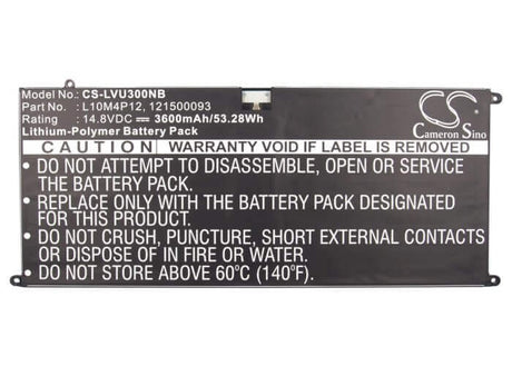 Black Battery For Lenovo Ideapad U300, Ideapad U300s, Ideapad Yoga 13 14.8v, 3600mah - 53.28wh Notebook, Laptop Cameron Sino Technology Limited   