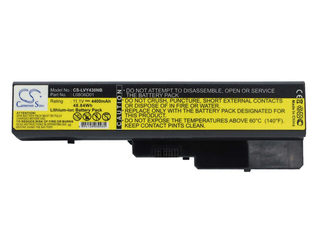 Black Battery For Lenovo Ideapad Y430, Ideapad Y430g, Ideapad Y430a 11.1v, 4400mah - 48.84wh Notebook, Laptop Cameron Sino Technology Limited   