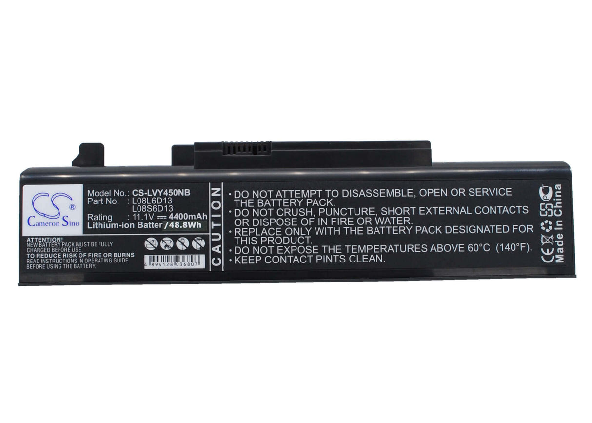 Black Battery For Lenovo Ideapad Y450, Ideapad Y450 20020, Ideapad Y450 4189 11.1v, 4400mah - 48.84wh Notebook, Laptop Cameron Sino Technology Limited   