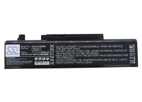 Black Battery For Lenovo Ideapad Y450, Ideapad Y450 20020, Ideapad Y450 4189 11.1v, 4400mah - 48.84wh Notebook, Laptop Cameron Sino Technology Limited   