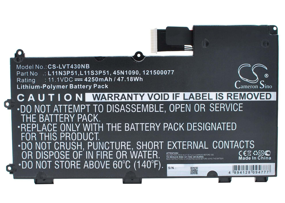 Black Battery For Lenovo Thinkpad T430u 11.1v, 4250mah - 47.18wh Notebook, Laptop Cameron Sino Technology Limited   