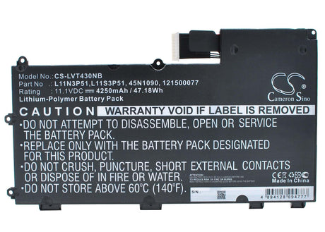 Black Battery For Lenovo Thinkpad T430u 11.1v, 4250mah - 47.18wh Notebook, Laptop Cameron Sino Technology Limited   